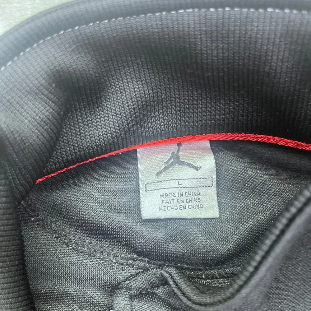 Jordan Track Jacket Full Zip Black Pinstripe Velvet‎ Logo Mens Large Grunge Boho